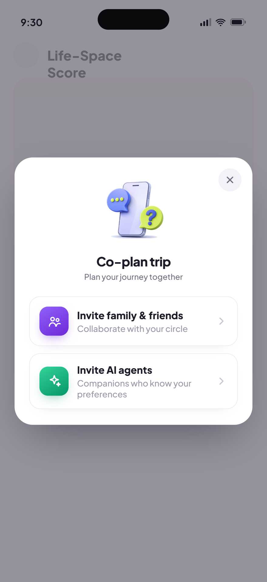 Co-plan trip screen