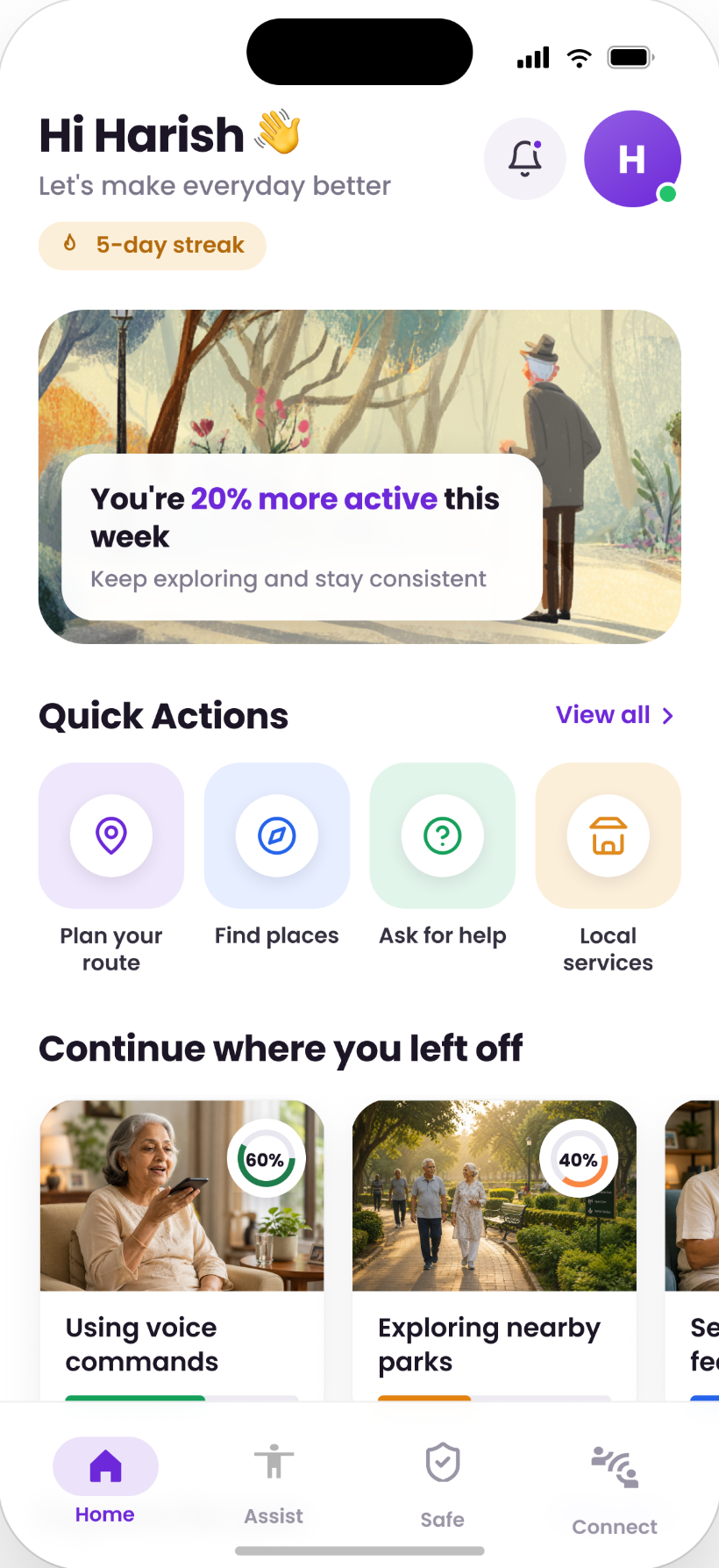 Sarthi Home screen