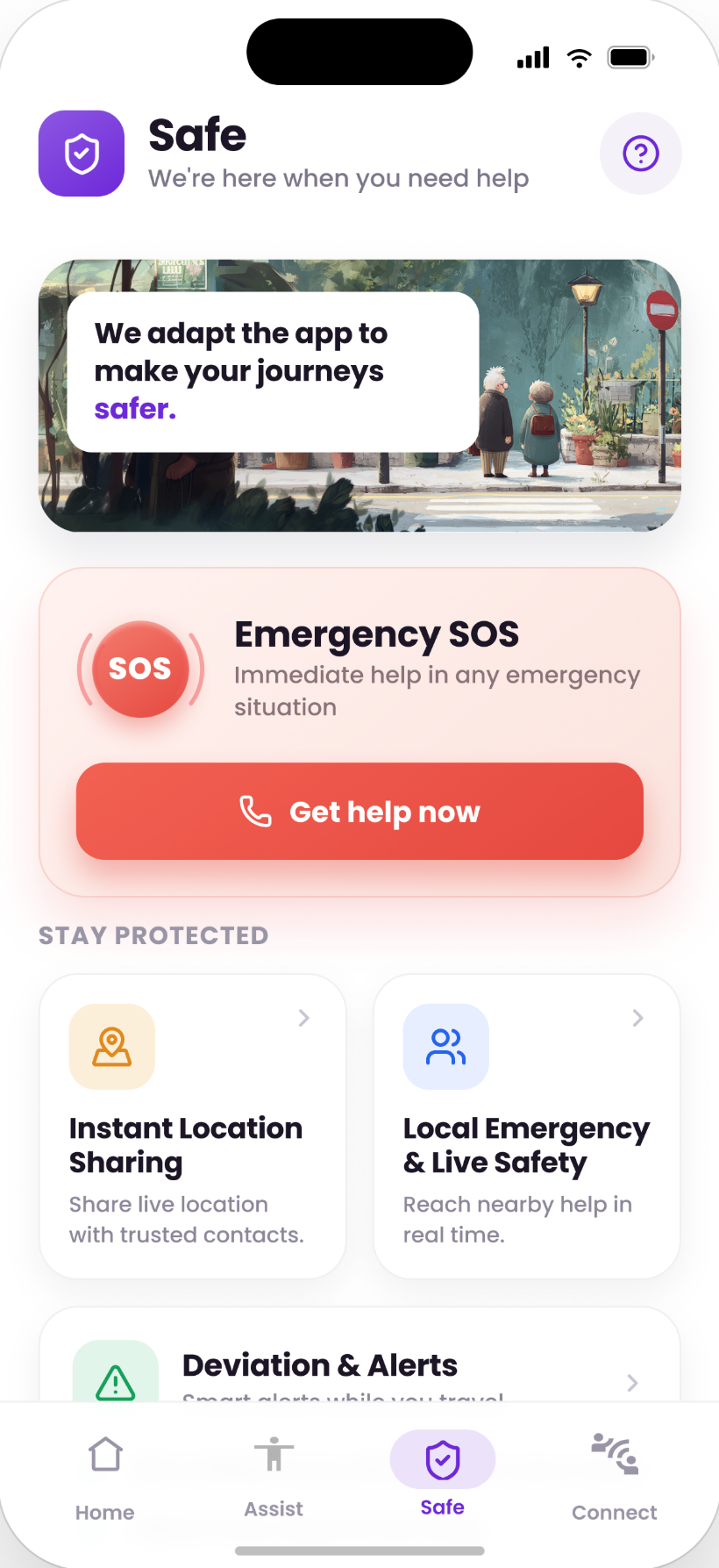 Sarthi Safe screen